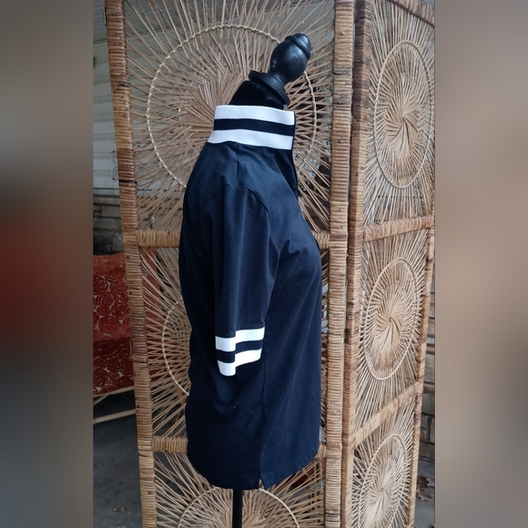 Bogner Blue Half-Zip Golf Polo Shirt with White Stripes - Picture 5 of 8